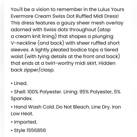 Lulus Yours Evermore Cream Swiss Dot Ruffled V-Neck Midi Dress - Size XL - Picture 7 of 14